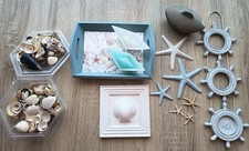 Deko Kerzen, Muscheln, Tablett