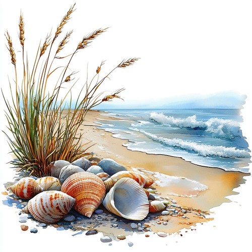 Wandbild strand muscheln - wandbild,