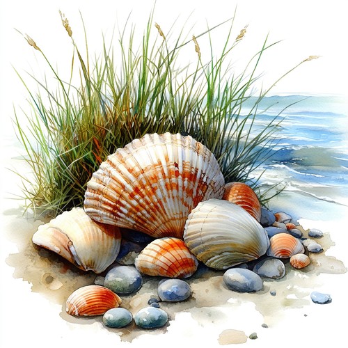 Wandbild strand muscheln meer - wandbild,